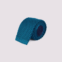 Duchamp 100% Silk Knitted Tie Mallard Blue