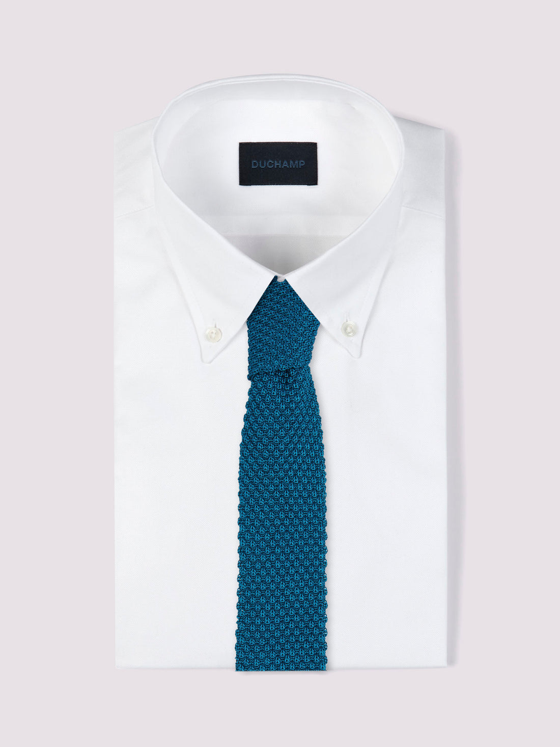 100% Silk Knitted Tie in Teal Blue