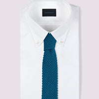 Duchamp 100% Silk Knitted Tie Mallard Blue