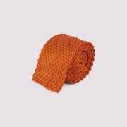 100% Silk Knitted Tie in Orange