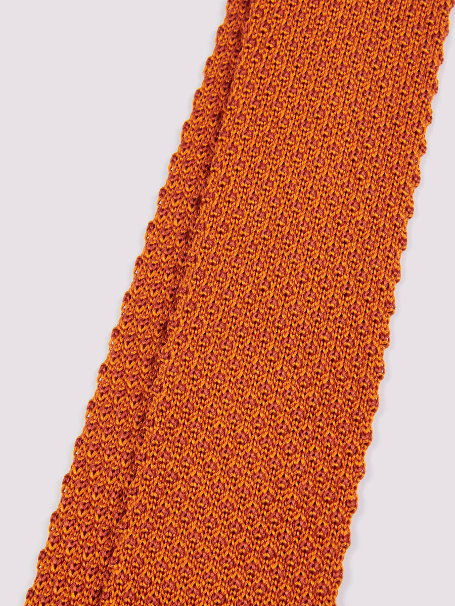 Duchamp 100% Silk Knitted Tie Gold Flame