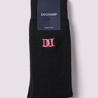 Chunky Cashmere Mix Rib Socks Black