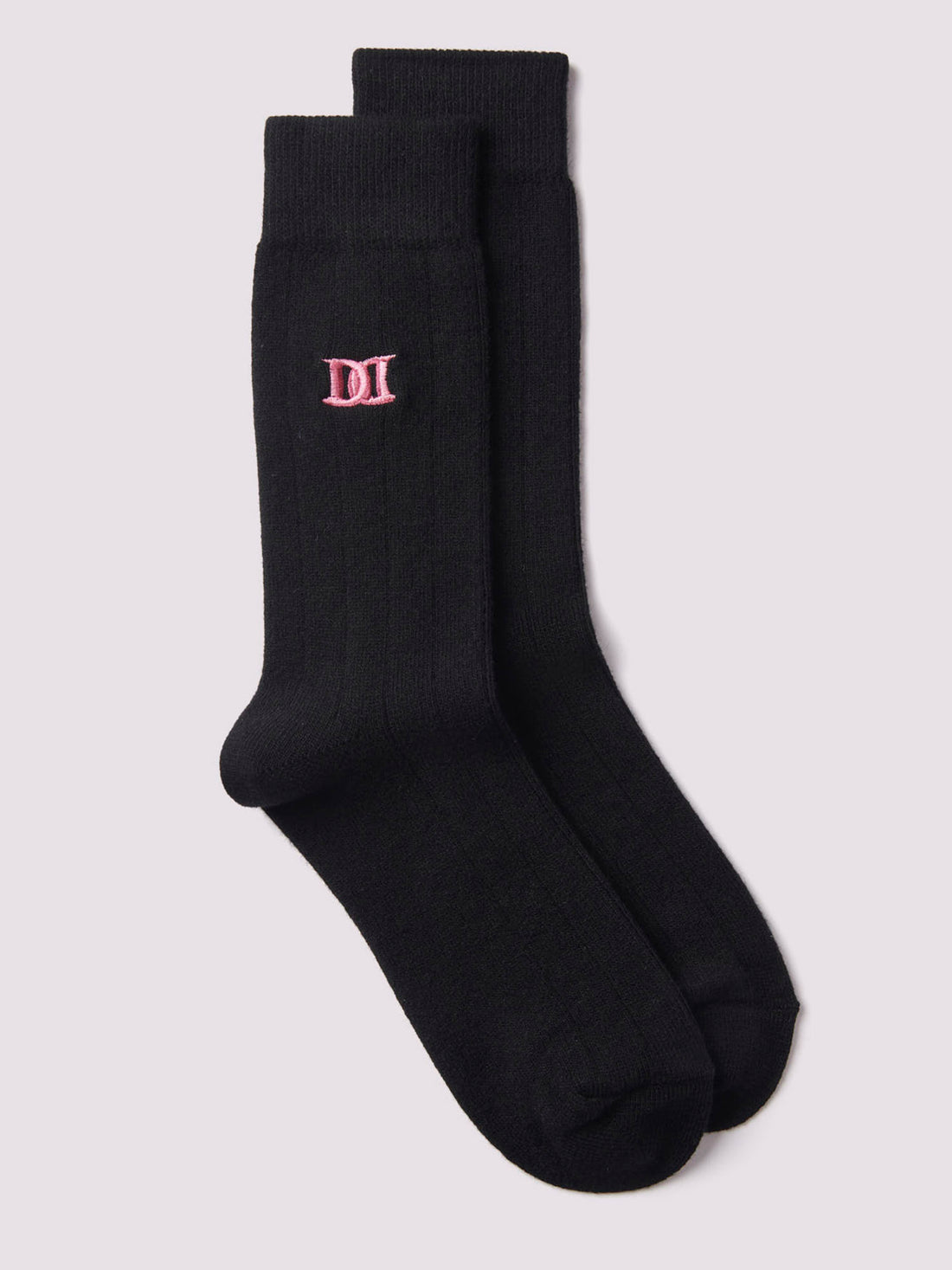 Chunky Cashmere Mix Rib Socks Black