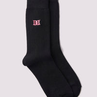 Chunky Cashmere Mix Rib Socks in Black
