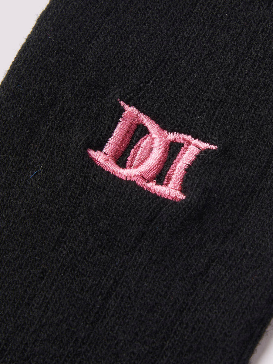 Chunky Cashmere Mix Rib Socks in Black