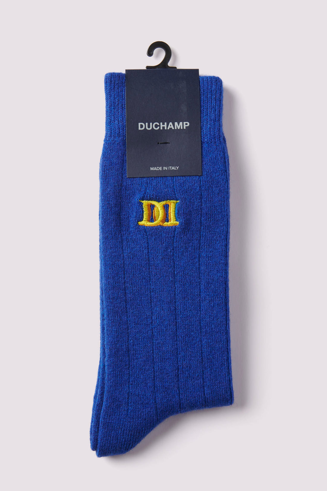 Chunky Cashmere Mix Rib Socks in Oxford Blue