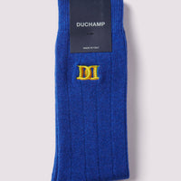 Chunky Cashmere Mix Rib Socks in Oxford Blue