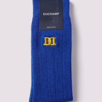 Chunky Cashmere Mix Rib Socks Oxford Blue BMG