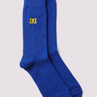 Chunky Cashmere Mix Rib Socks Oxford Blue