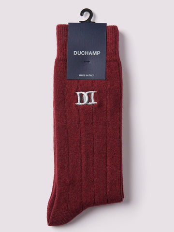 Chunky Cashmere Mix Rib Socks Windsor Wine