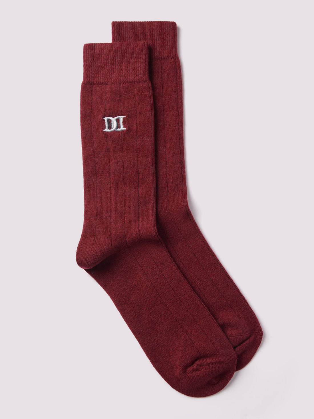 Chunky Cashmere Mix Rib Socks Windsor Wine