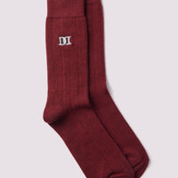 Chunky Cashmere Mix Rib Socks Windsor Wine