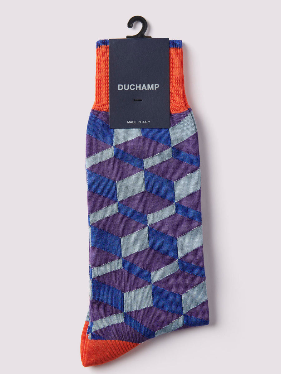 3D Block Socks in Purple