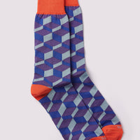 3D Block Socks in Purple