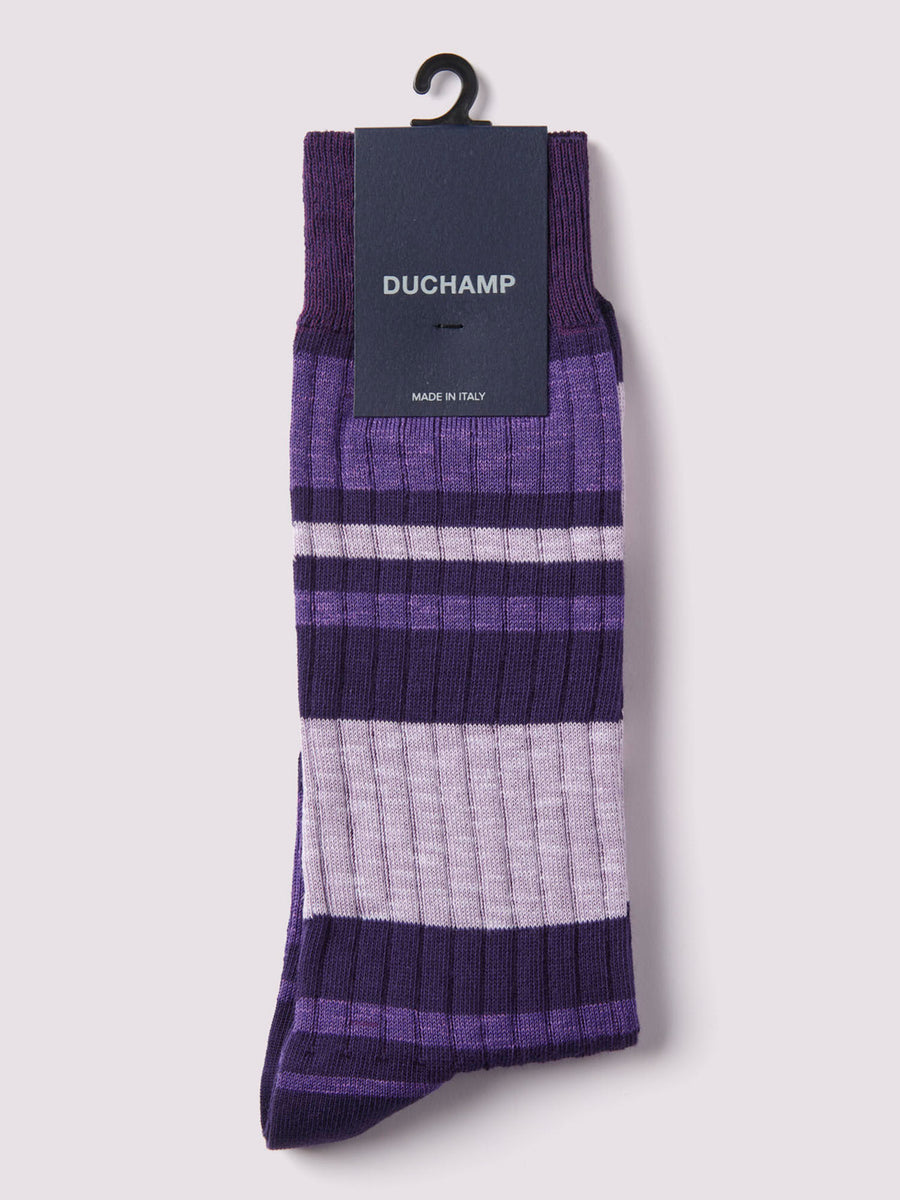 Melange Stripe Socks in Purple