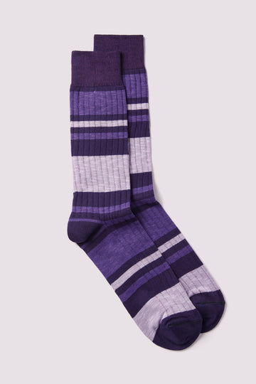 Melange Stripe Socks in Purple