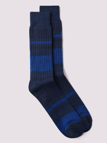 Melange Stripe Socks in Baritone Blue