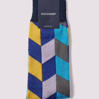 Harlequin Socks in Blue Oxford