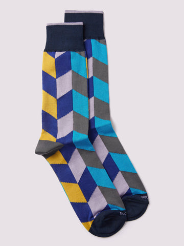 Harlequin Socks in Blue Oxford