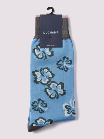 Hibiscus Floral Socks Kentucky Blue