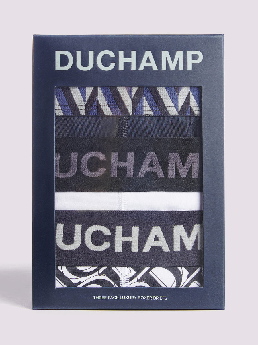 Duchamp Mens Three Pack Assorted Jersey Boxer Briefs Deep Well