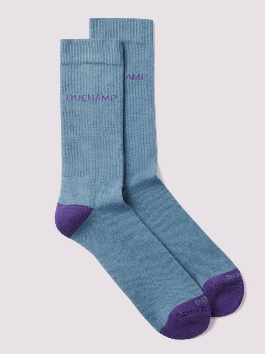 Heel Toe Ribbed Sports Socks in Pale Blue