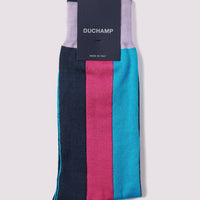 Wide Vertical Stripe Socks in Fuchsia