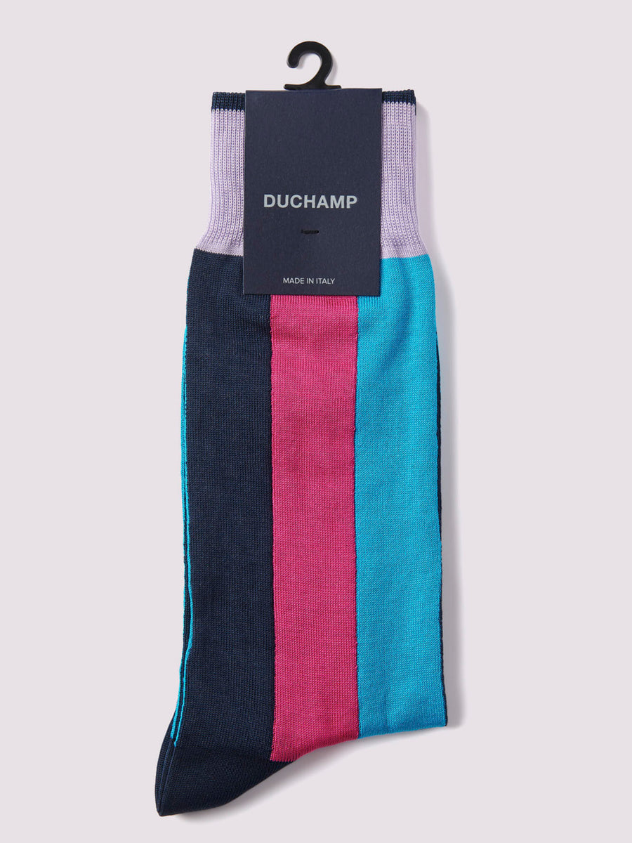 Wide Vertical Stripe Socks in Fuchsia