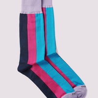 Wide Vertical Stripe Socks in Fuchsia