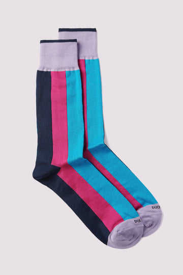 Wide Vertical Stripe Socks in Fuchsia