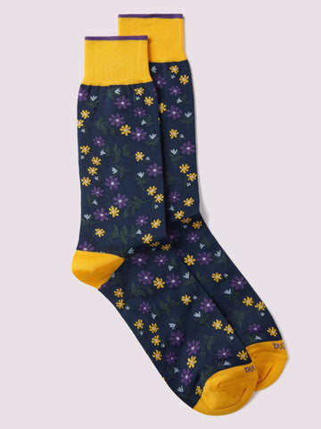 Garden Floral Socks in Spectra Yellow