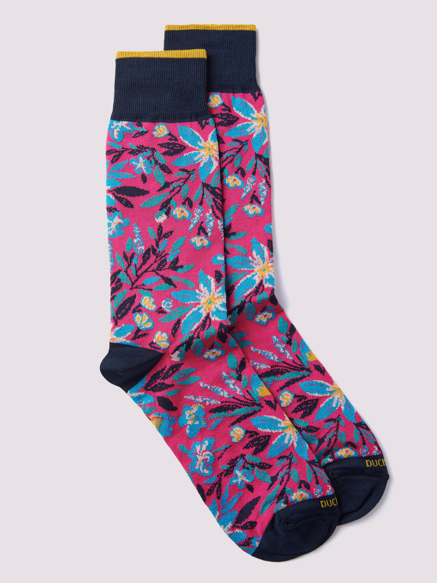 Mollie Floral Socks Fuchsia