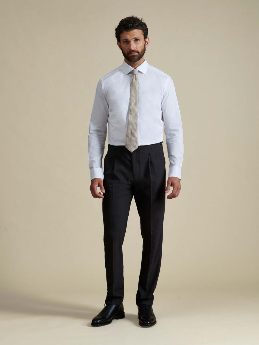 Duchamp Mens Poplin Stretch Shirt White