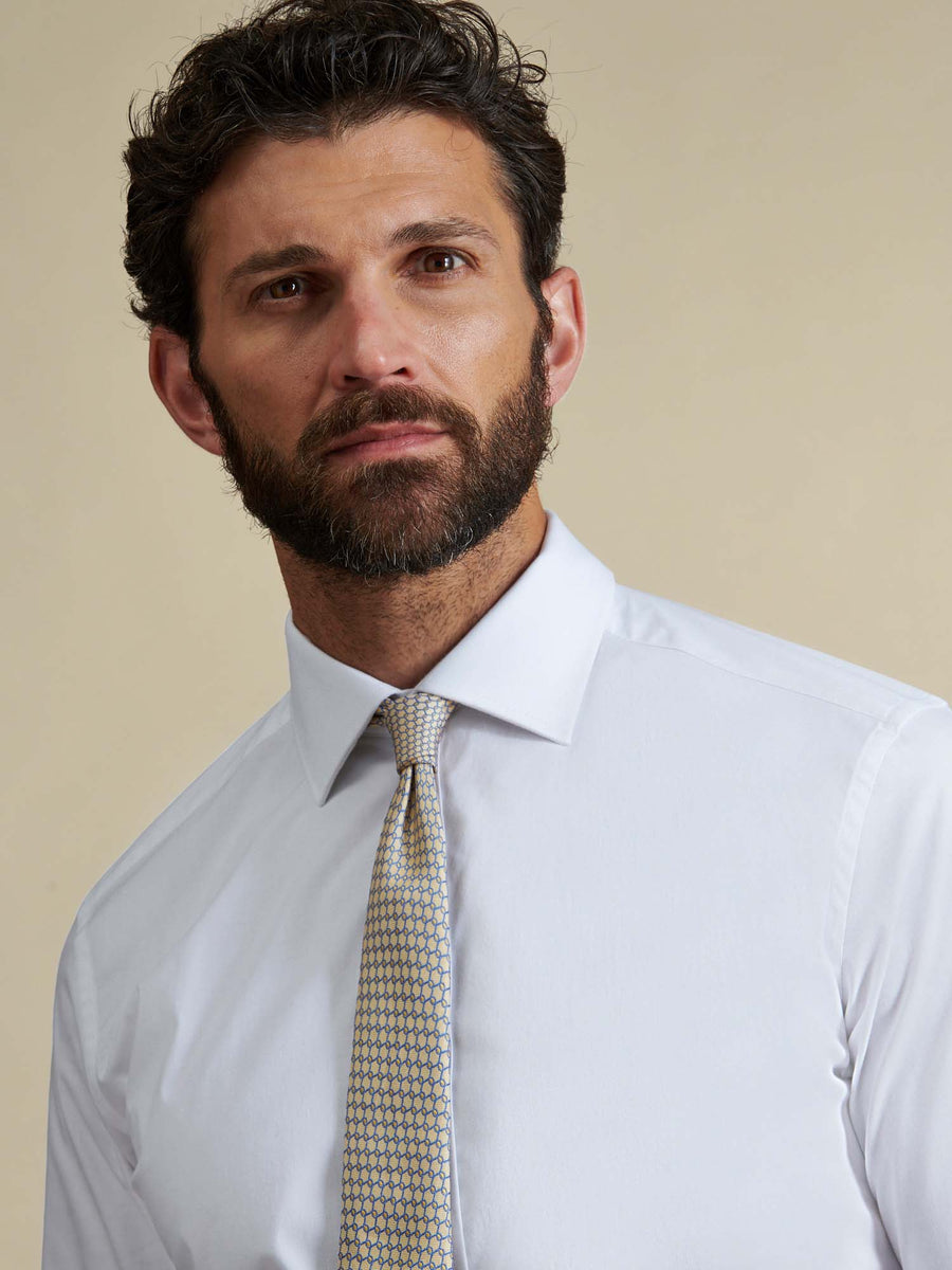 Duchamp Mens Poplin Stretch Shirt White