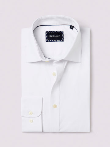 Duchamp Mens Poplin Stretch Shirt White