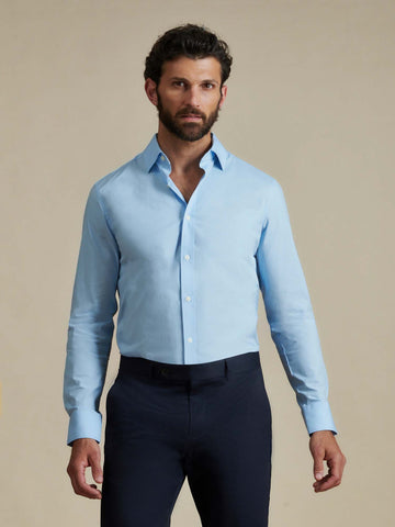 Duchamp Mens Poplin Stretch Shirt Skyway