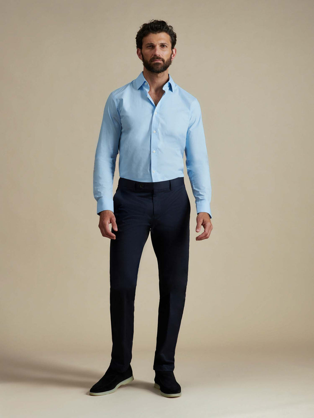 Duchamp Mens Poplin Stretch Shirt Skyway