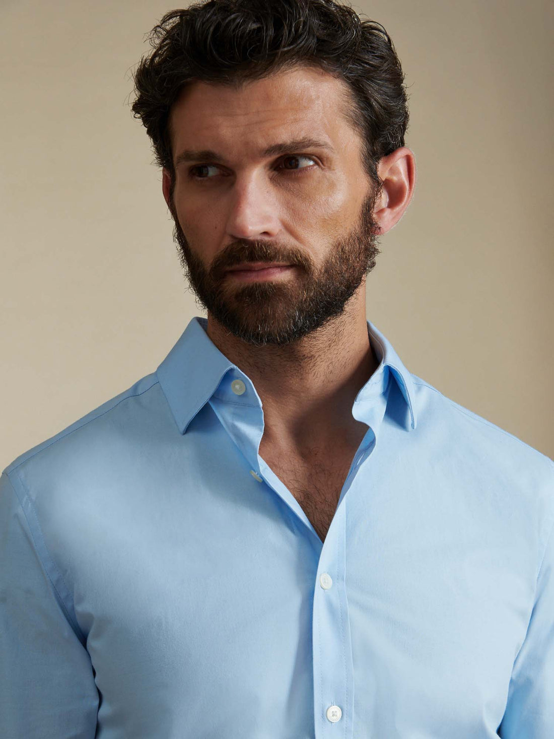 Duchamp Mens Poplin Stretch Shirt Skyway