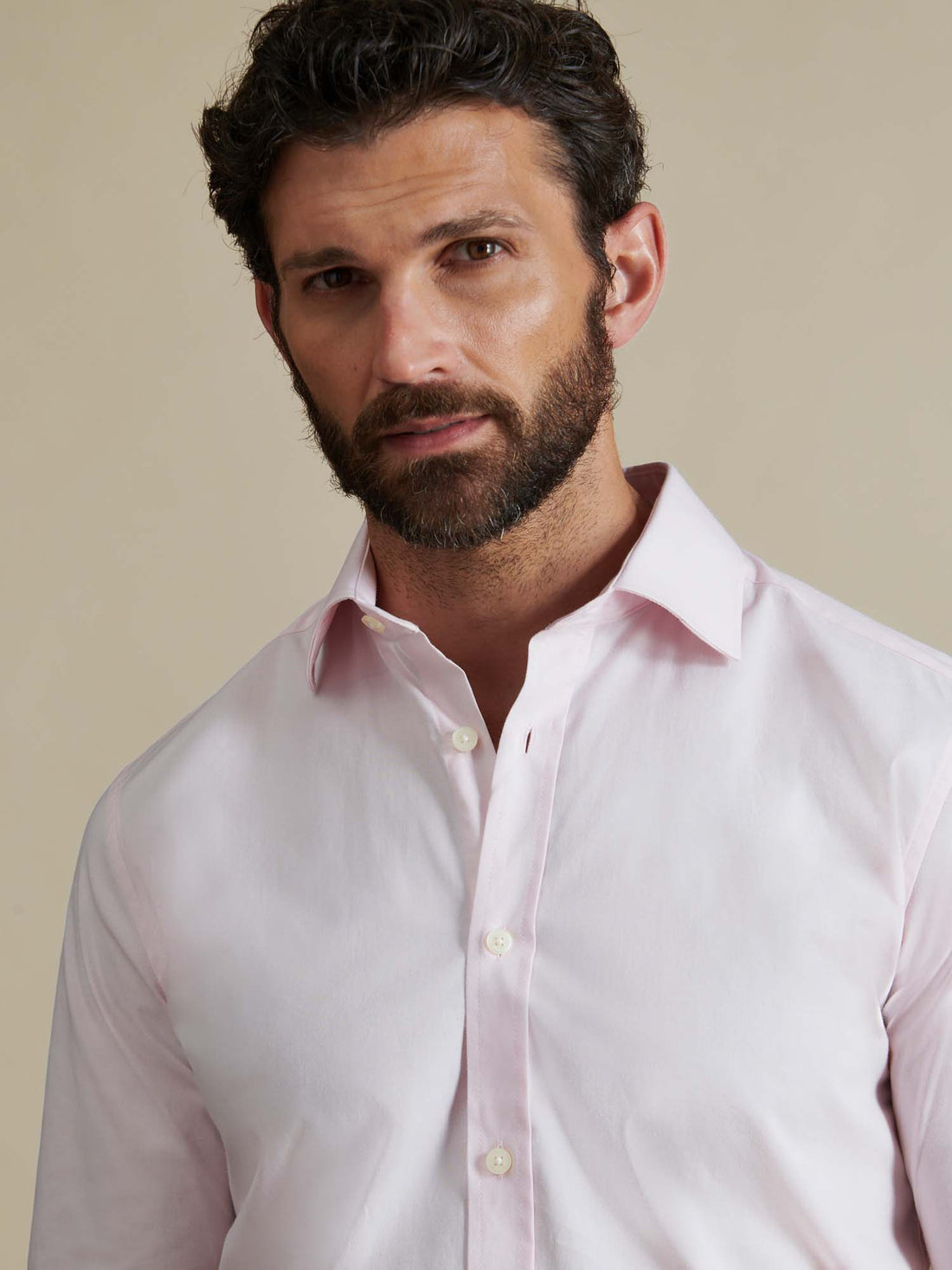 Duchamp Mens Poplin Stretch Shirt Chalk Pink