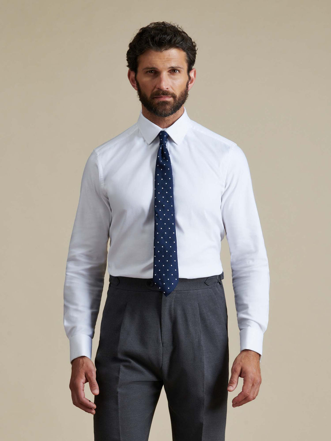 Duchamp Mens Royal Twill Double Cuff Shirt White