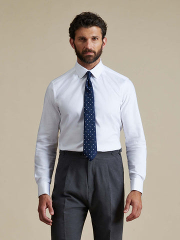 Duchamp Mens Royal Twill Double Cuff Shirt White