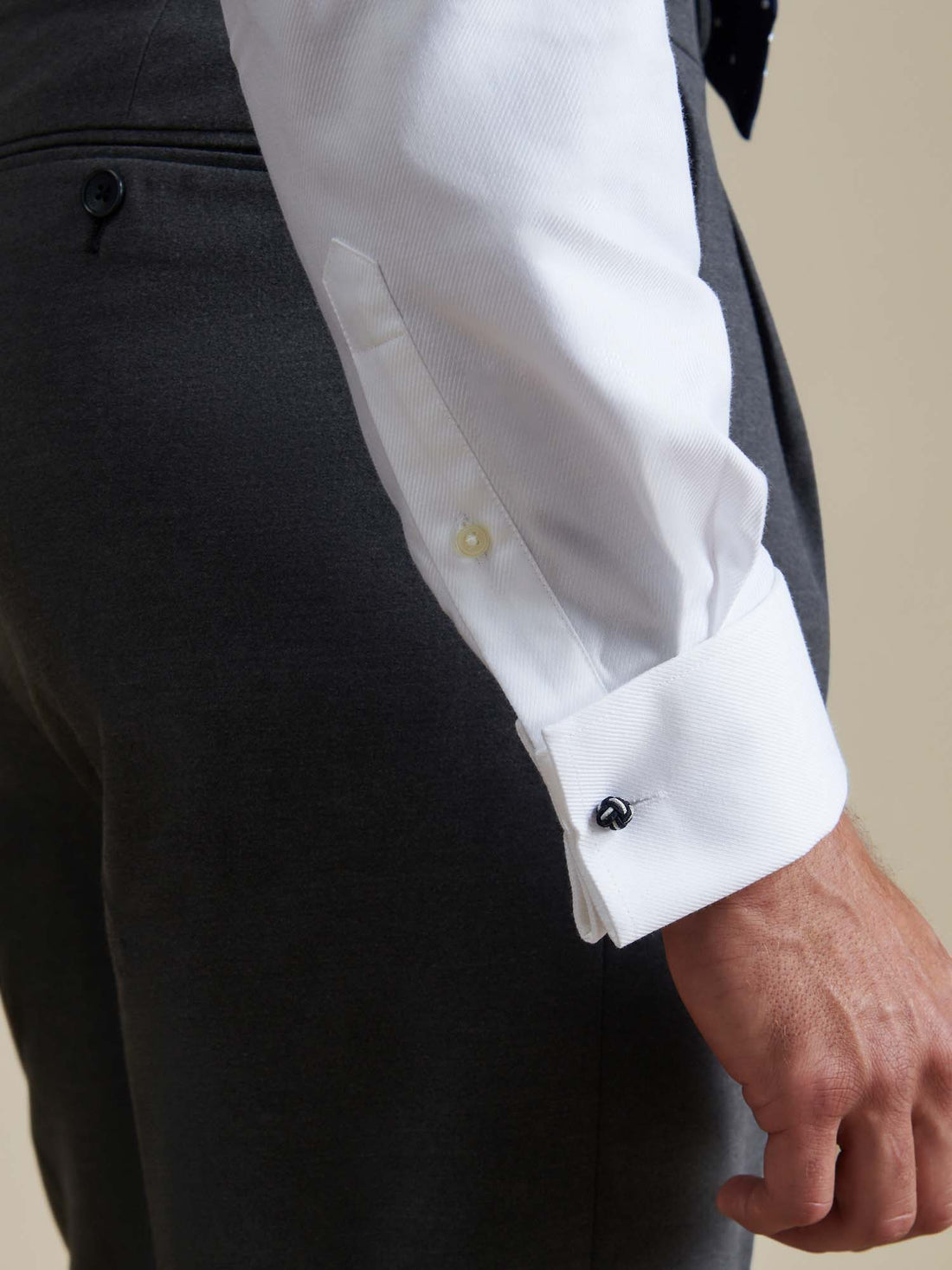 Duchamp Mens Royal Twill Double Cuff Shirt White