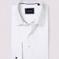 Duchamp Mens Royal Twill Double Cuff Shirt White