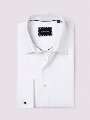 Duchamp Mens Royal Twill Double Cuff Shirt White