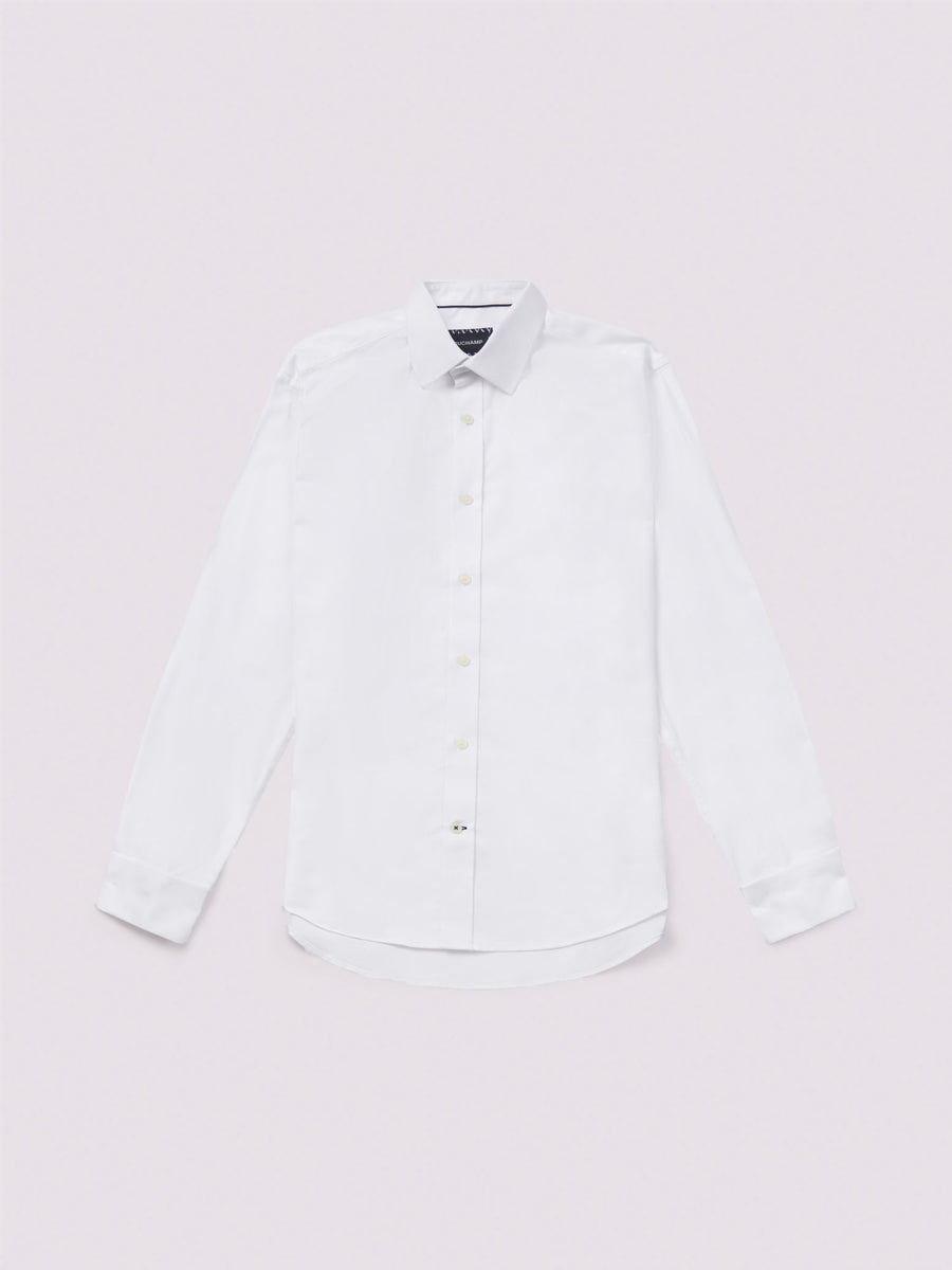 Duchamp Mens Royal Twill Double Cuff Shirt White