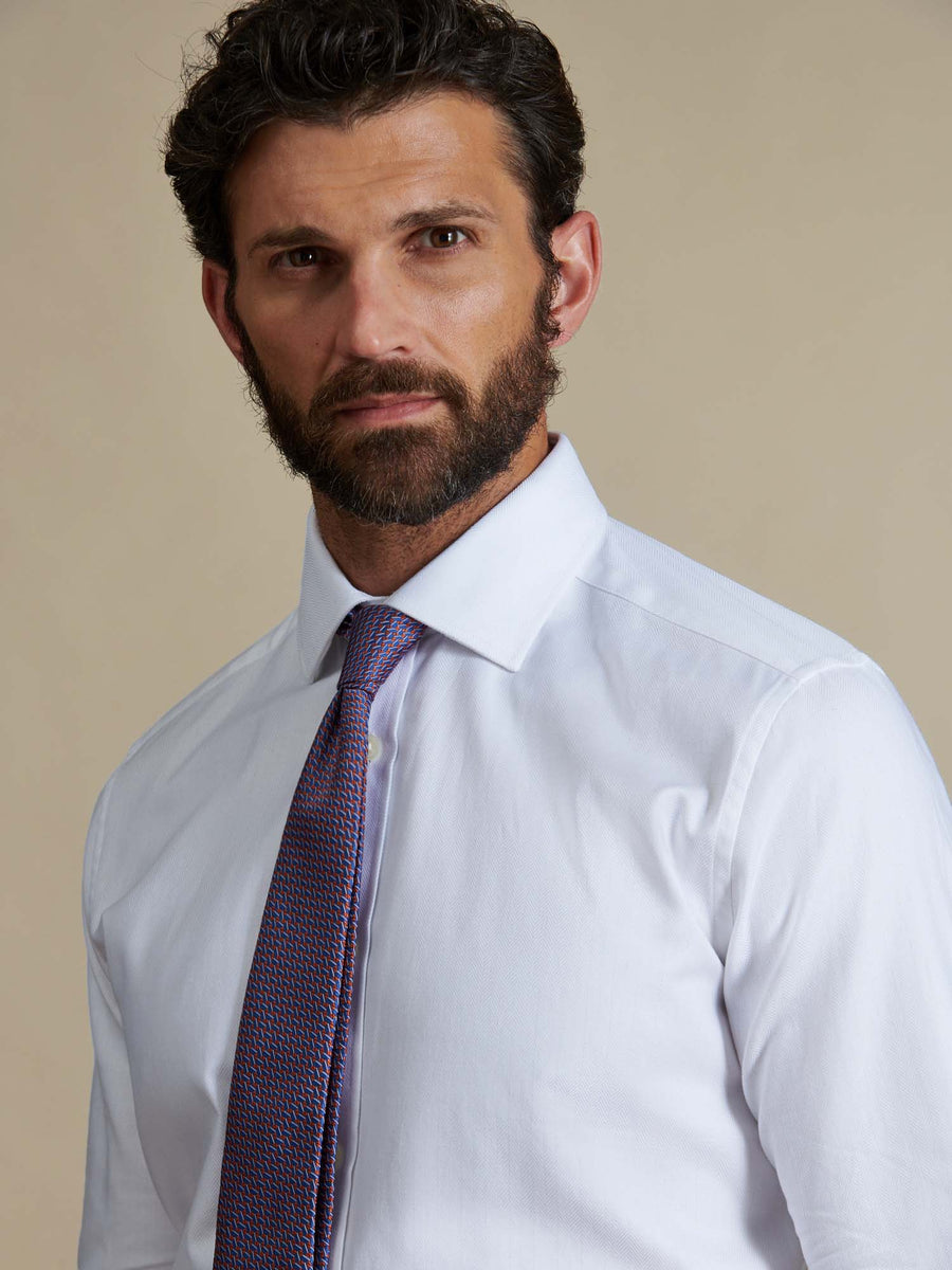Duchamp Mens Royal Herringbone Shirt White