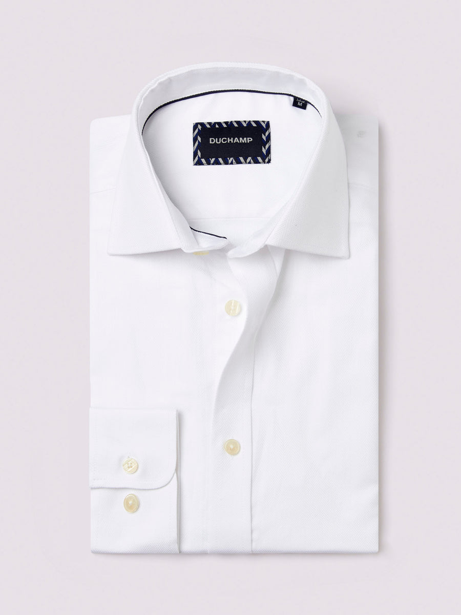 Royal Herringbone Shirt in White