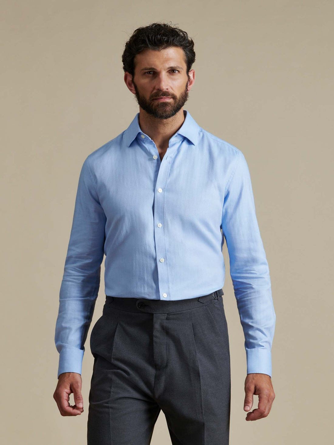 Duchamp Mens Royal Herringbone Shirt Skyway