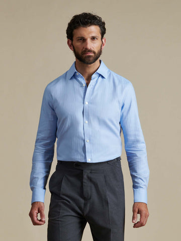 Duchamp Mens Royal Herringbone Shirt Skyway