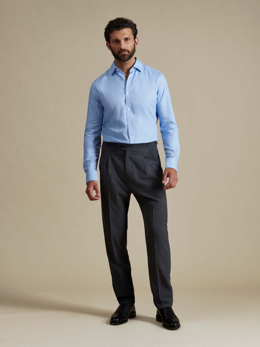 Duchamp Mens Royal Herringbone Shirt Skyway